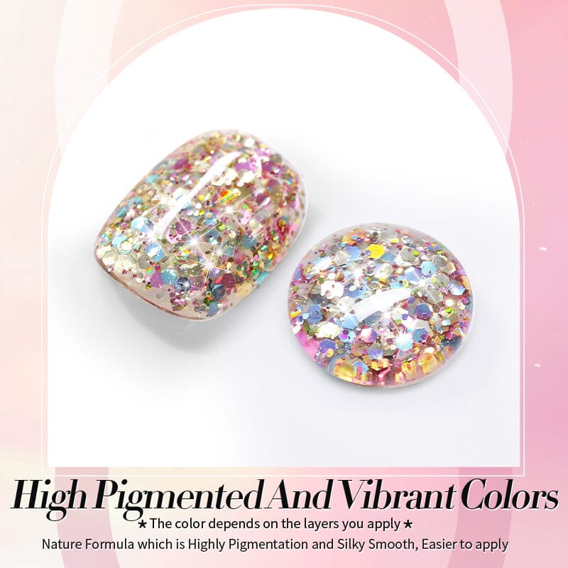 Multicolor Sequins Glitter Gel Polish SG04 Rainbow Island 10ml - Image 6