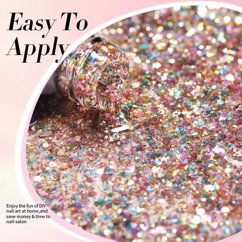 Multicolor Sequins Glitter Gel Polish SG04 Rainbow Island 10ml - Image 7