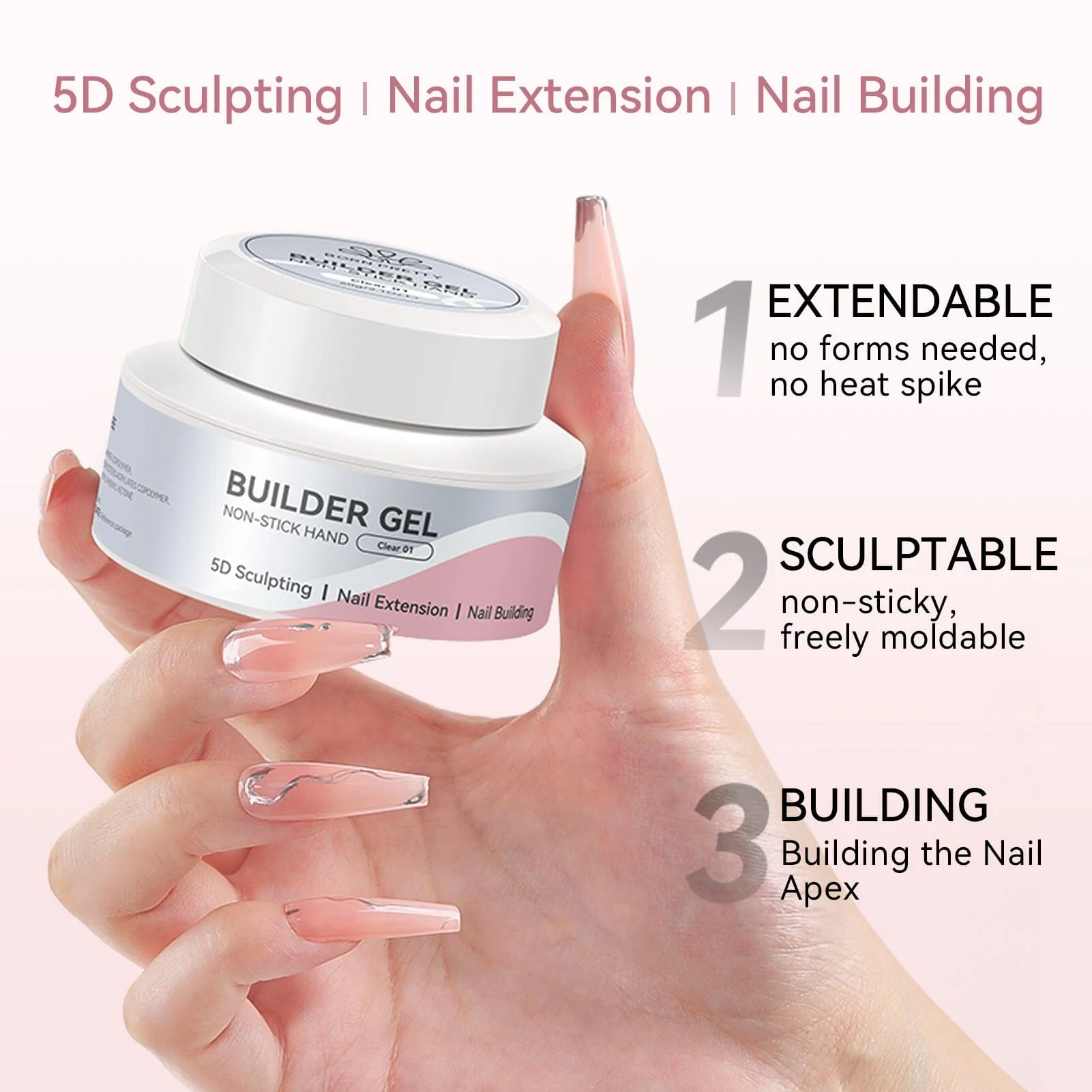 Non Stick Hand Extension Nail Kit Clear 60g - Image 7
