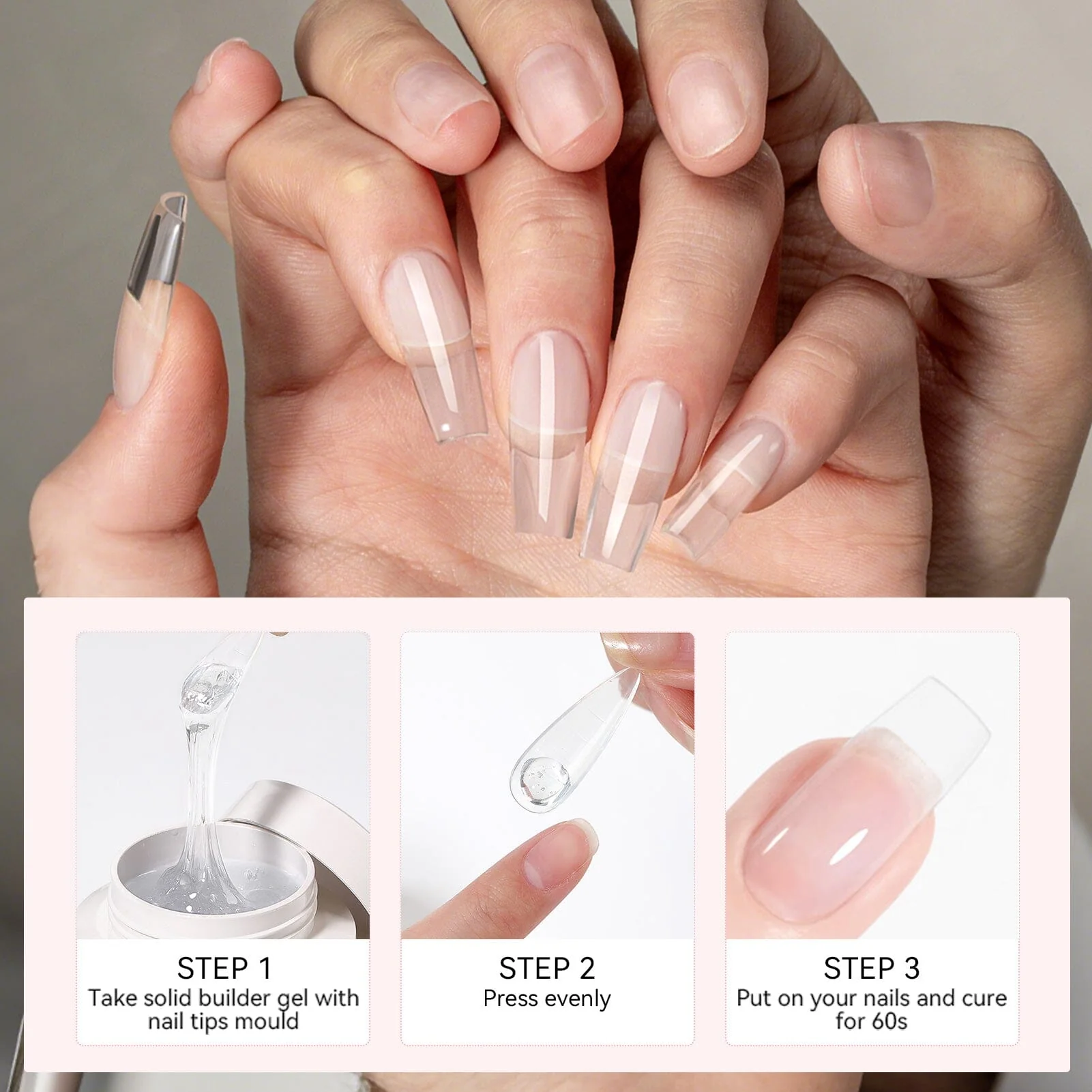 Non Stick Hand Extension Nail Kit Clear 60g - Image 9