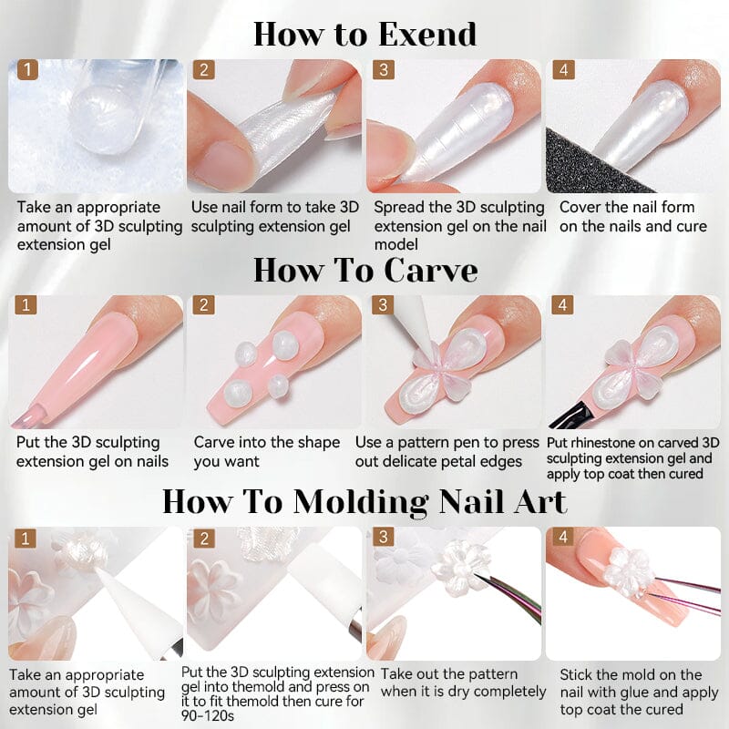 Pearl White 3D Sculpting Extension Gel 8ml - Image 7