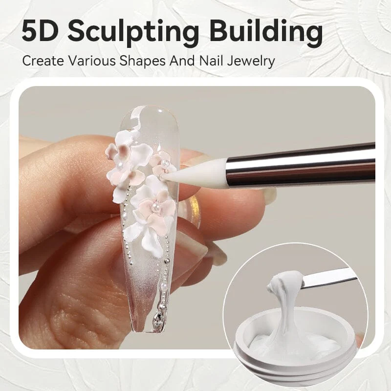 Pearl White Non Stick Hand 5D Sculpting Extension Gel 8ml - Image 8