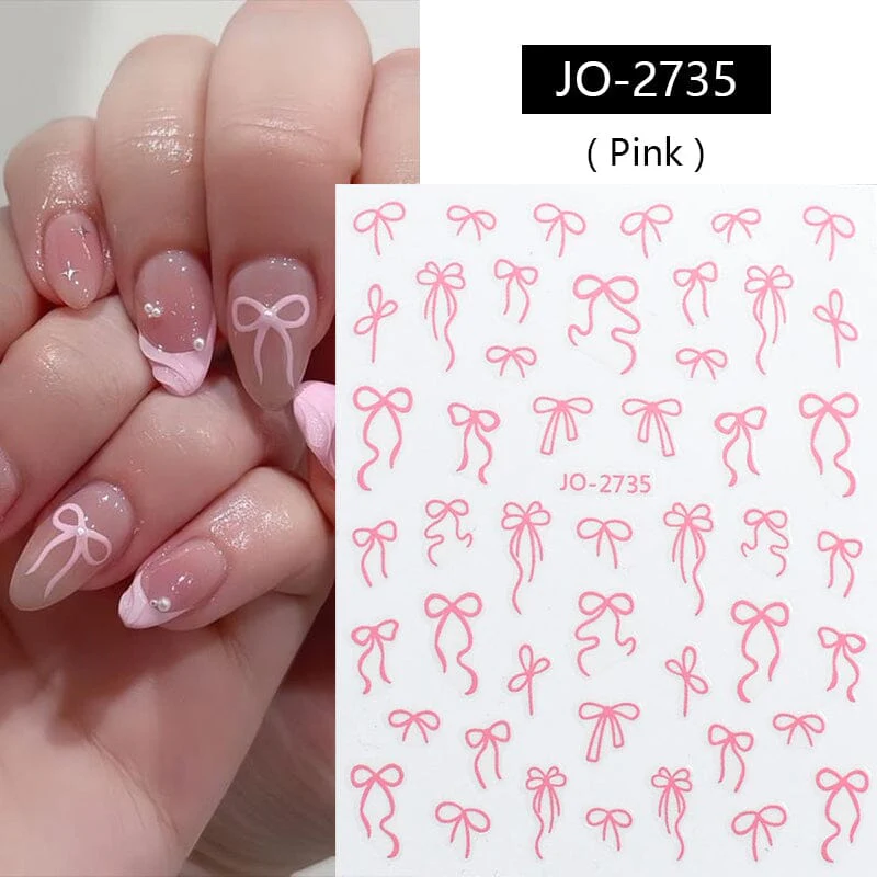 Pink Bowknot 3D Self Adhesive Nail Stickers