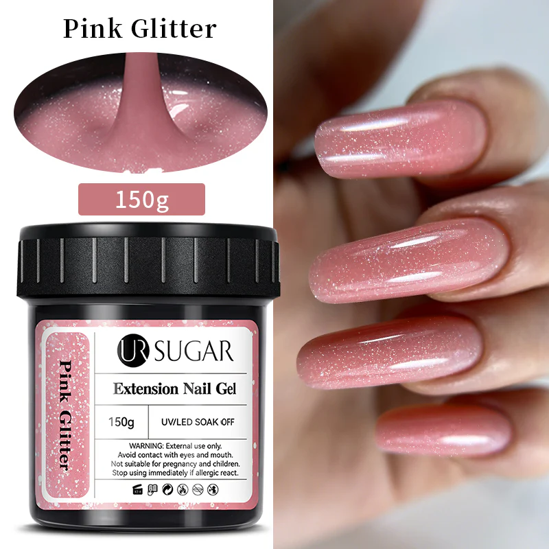 Pink Glitter Extension Nail Gel 150g - Image 3