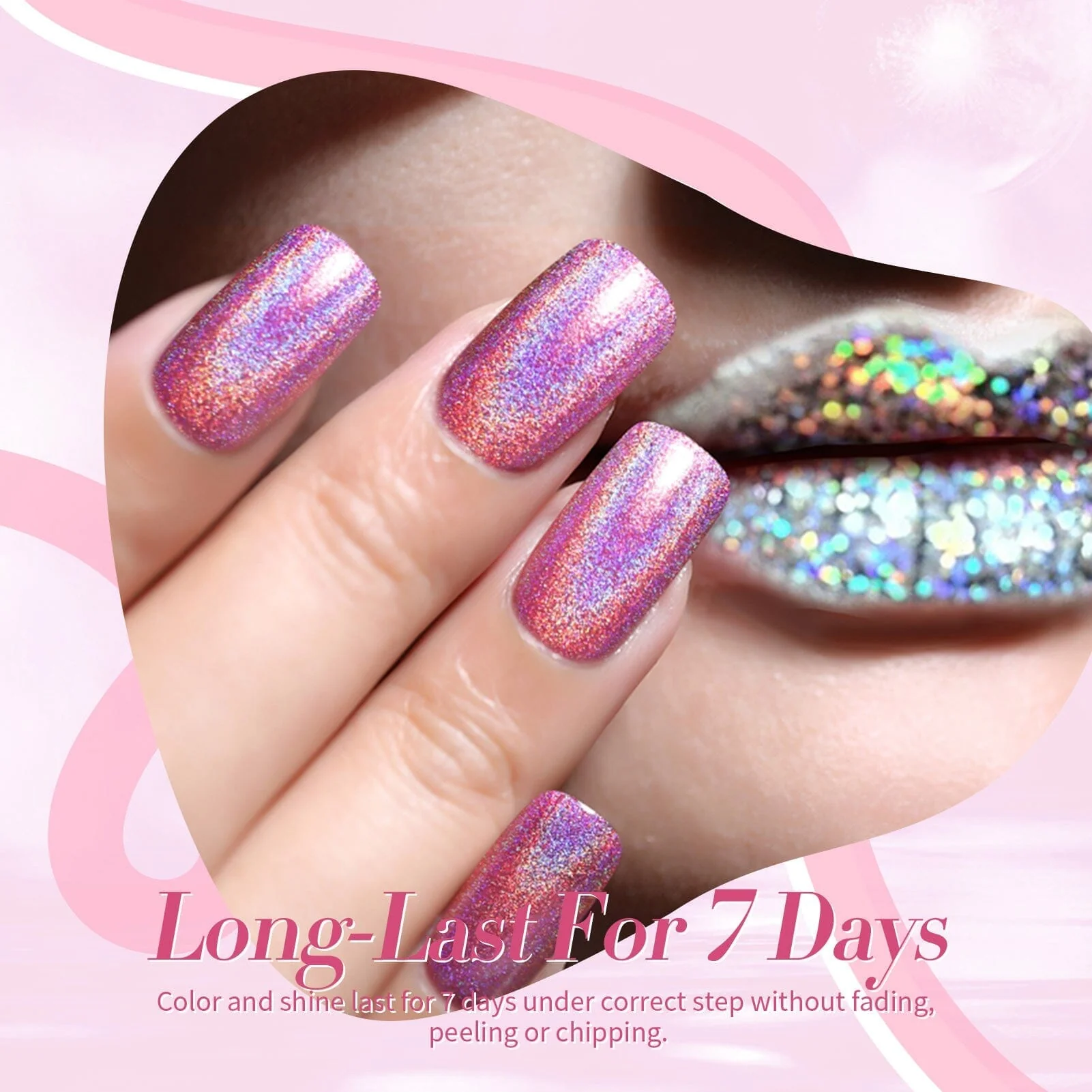 Pink Holographics Nail Polish 10ml - Image 2