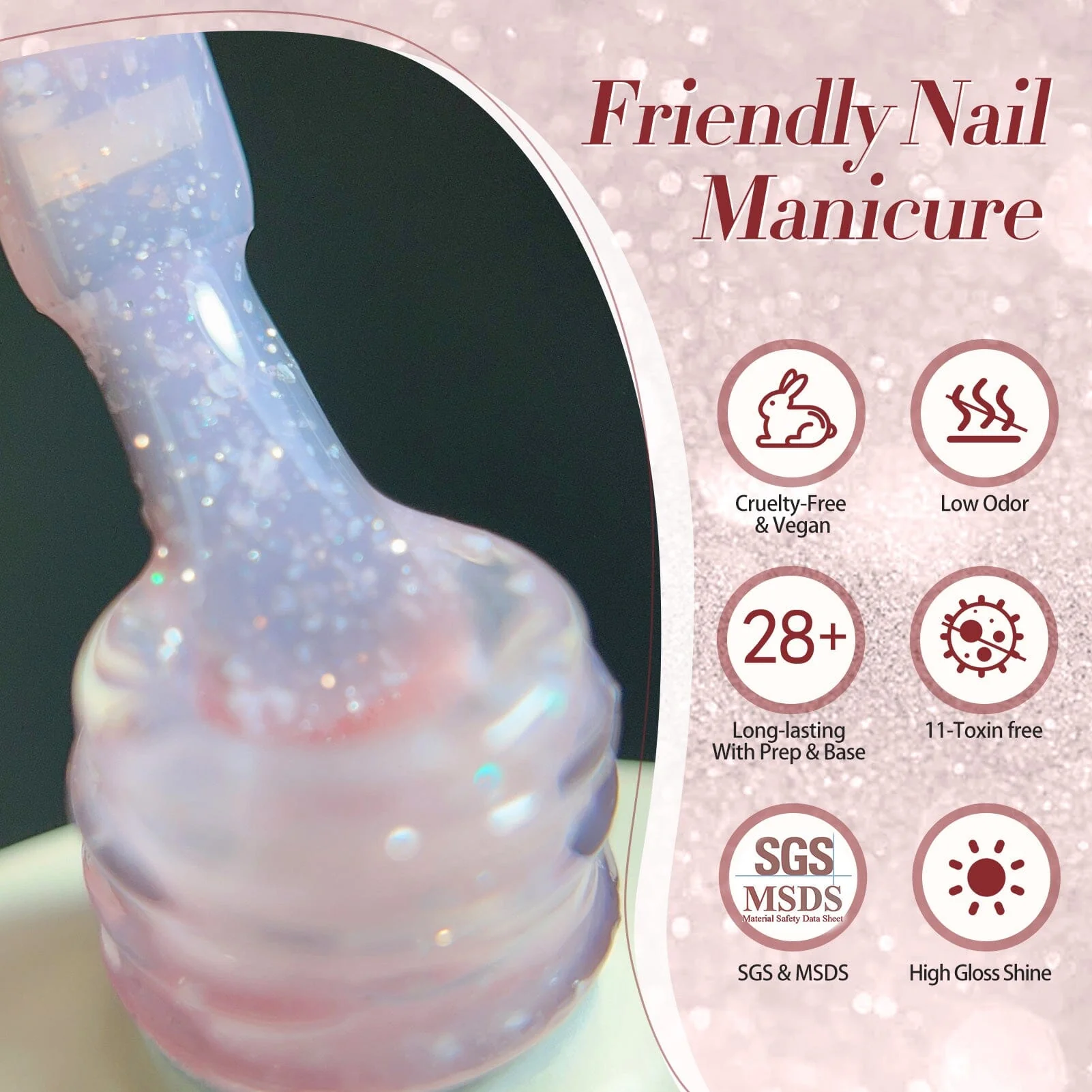 Pink Snow Glitter Jelly Gel 15ml - Image 8