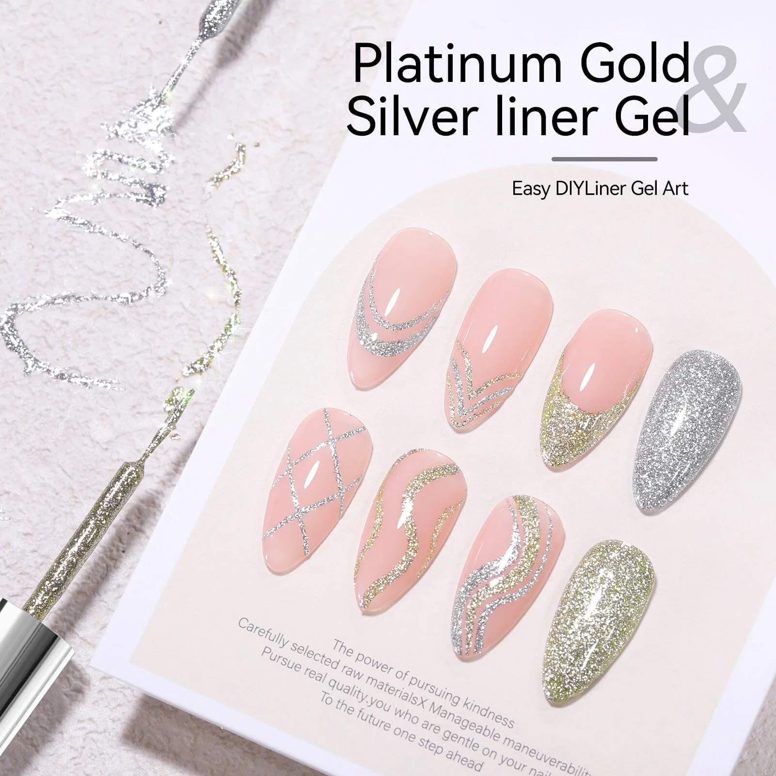 Platinum Gold & Silver Liner Paint Gel 8ml - Image 2