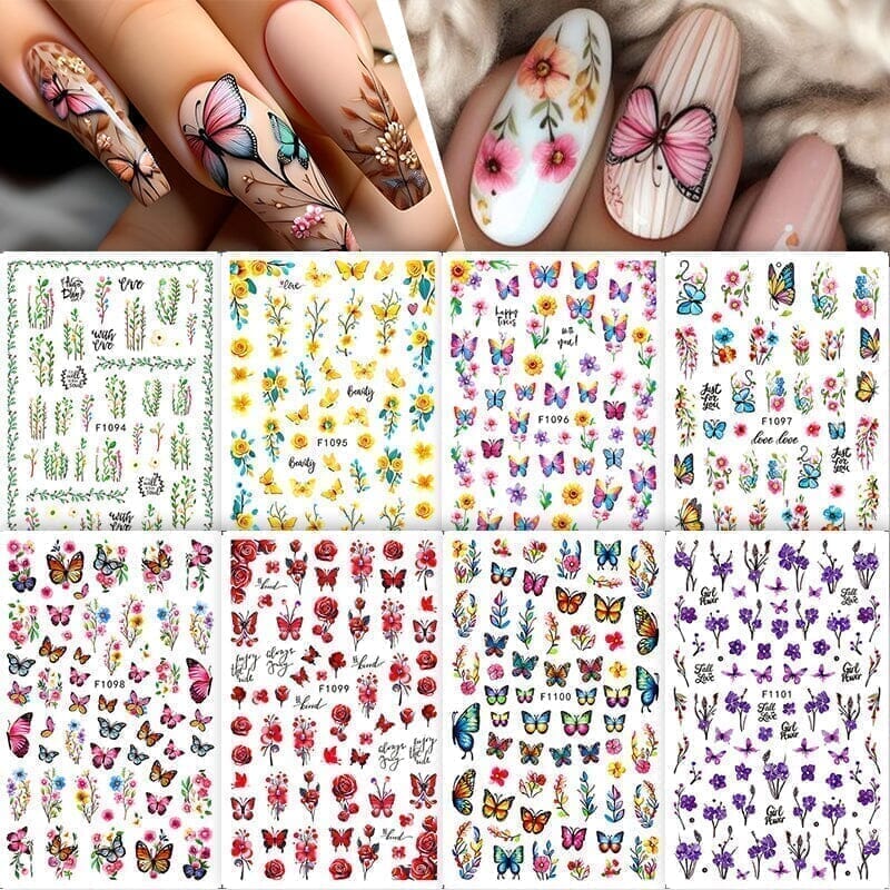 Purple Butterfly Flowers 3D Nail Stickers F1101 - Image 3