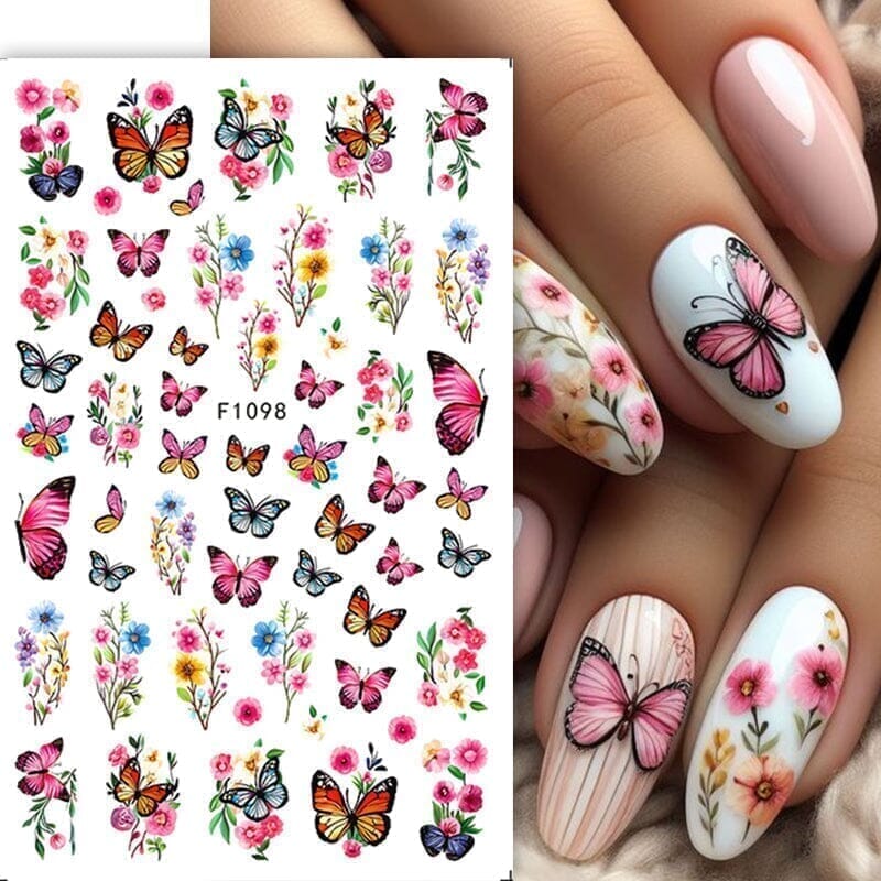 Purple Butterfly Flowers 3D Nail Stickers F1101 - Image 5