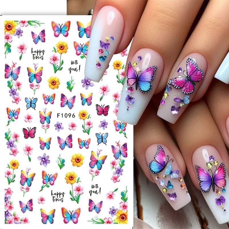 Purple Butterfly Flowers 3D Nail Stickers F1101 - Image 6