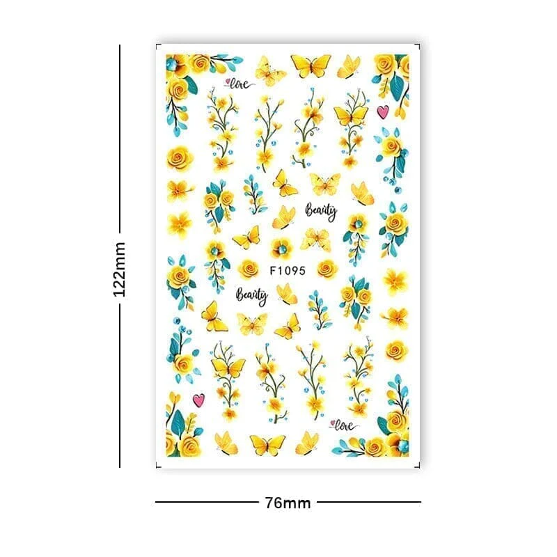 Purple Butterfly Flowers 3D Nail Stickers F1101 - Image 9