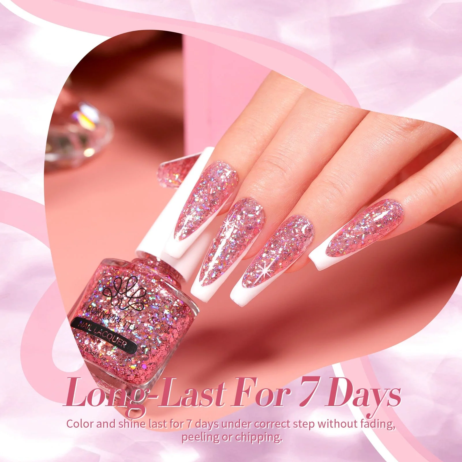 Rose Gold Iridescent Sequins Nail Polish 10ml - Image 2
