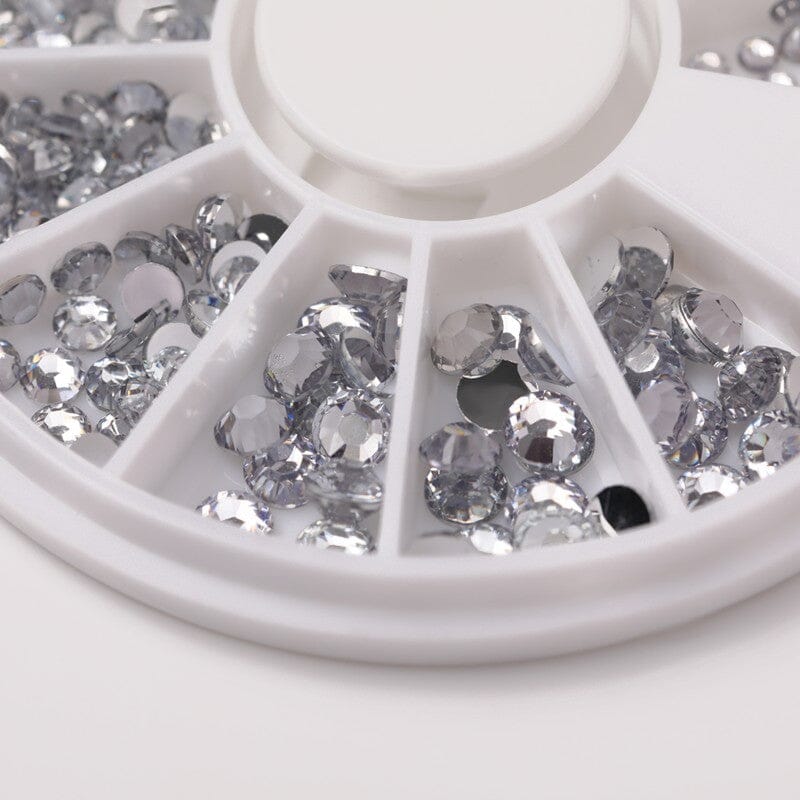 Silver 4 Sizes Flatbottom Rhinestones in Wheel - Image 5
