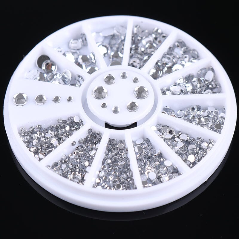 Silver 4 Sizes Flatbottom Rhinestones in Wheel - Image 6