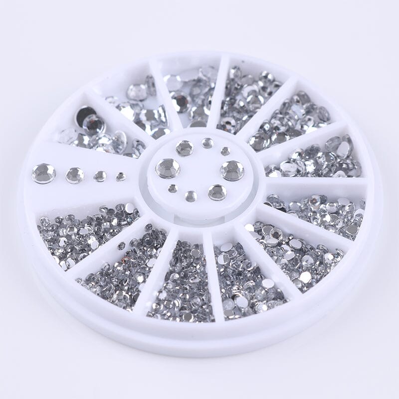 Silver 4 Sizes Flatbottom Rhinestones in Wheel - Image 8