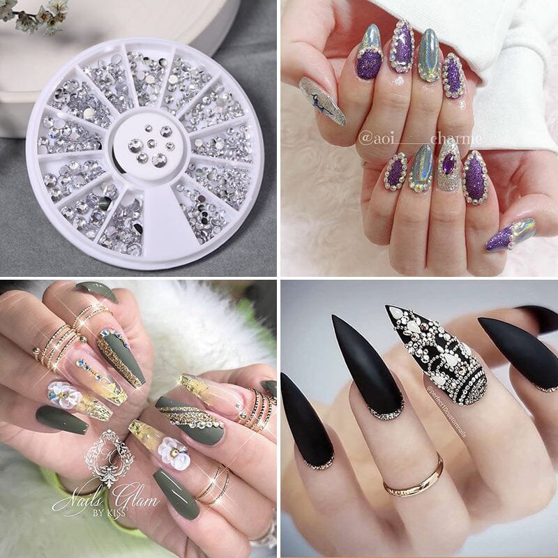 Silver 4 Sizes Flatbottom Rhinestones in Wheel - Image 9