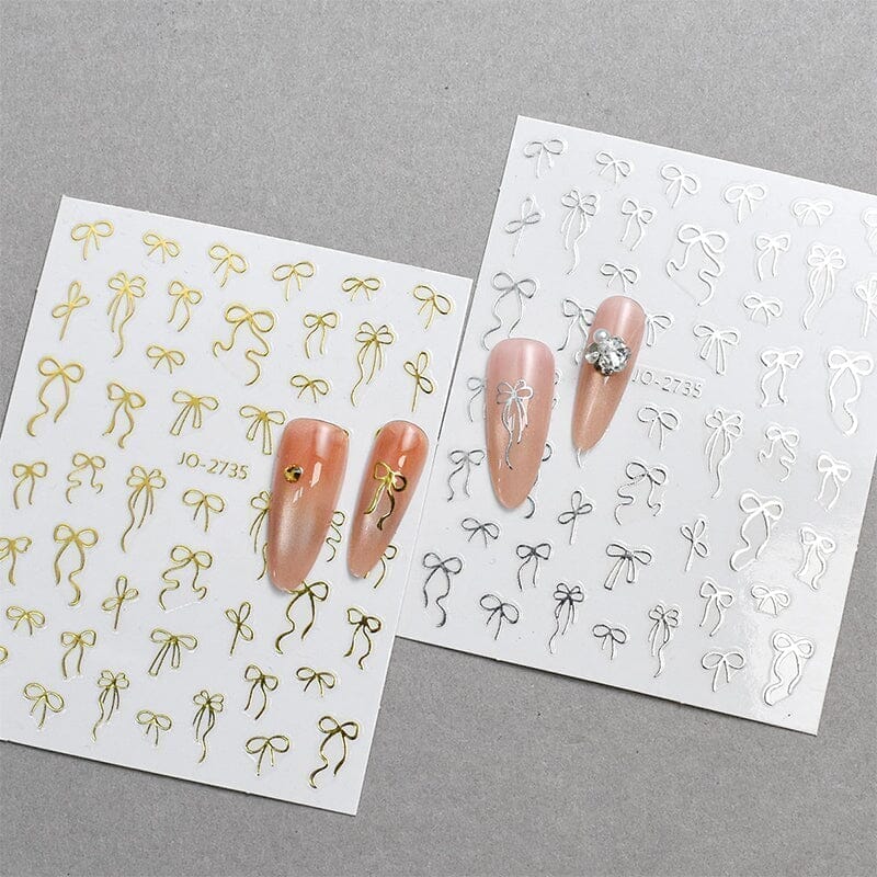 Gold Bowknot 3D Self Adhesive Nail Stickers - Image 10