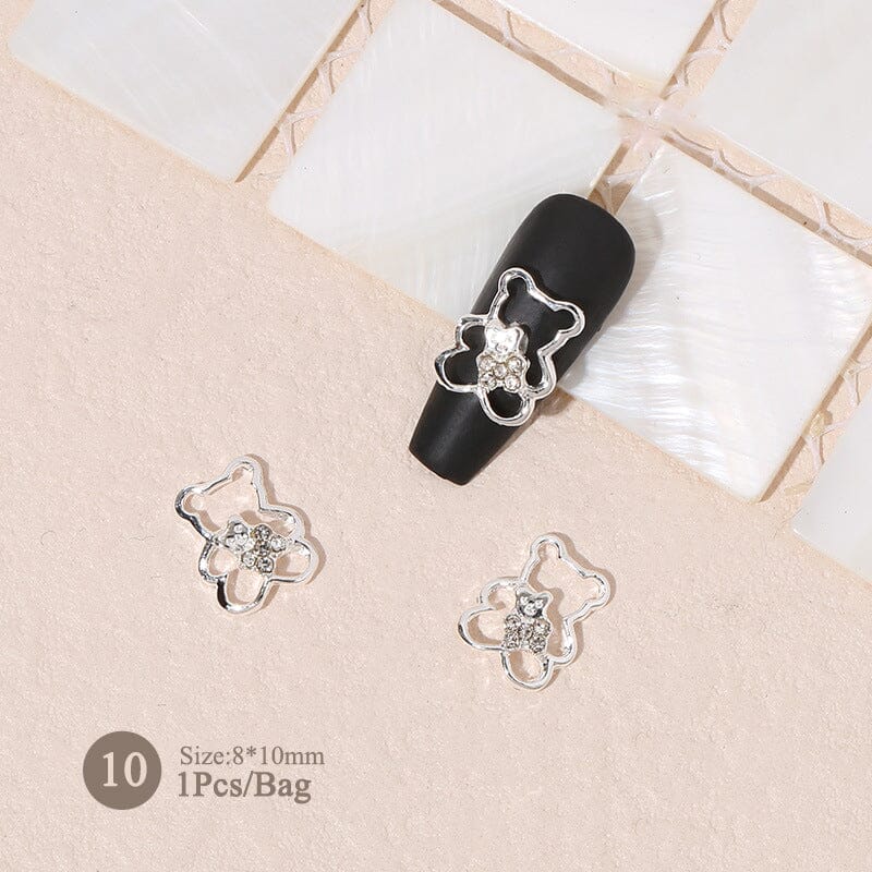 Silver Gold Bowknot Butterfly Rhinestones 3D Nail Decoration - Image 21