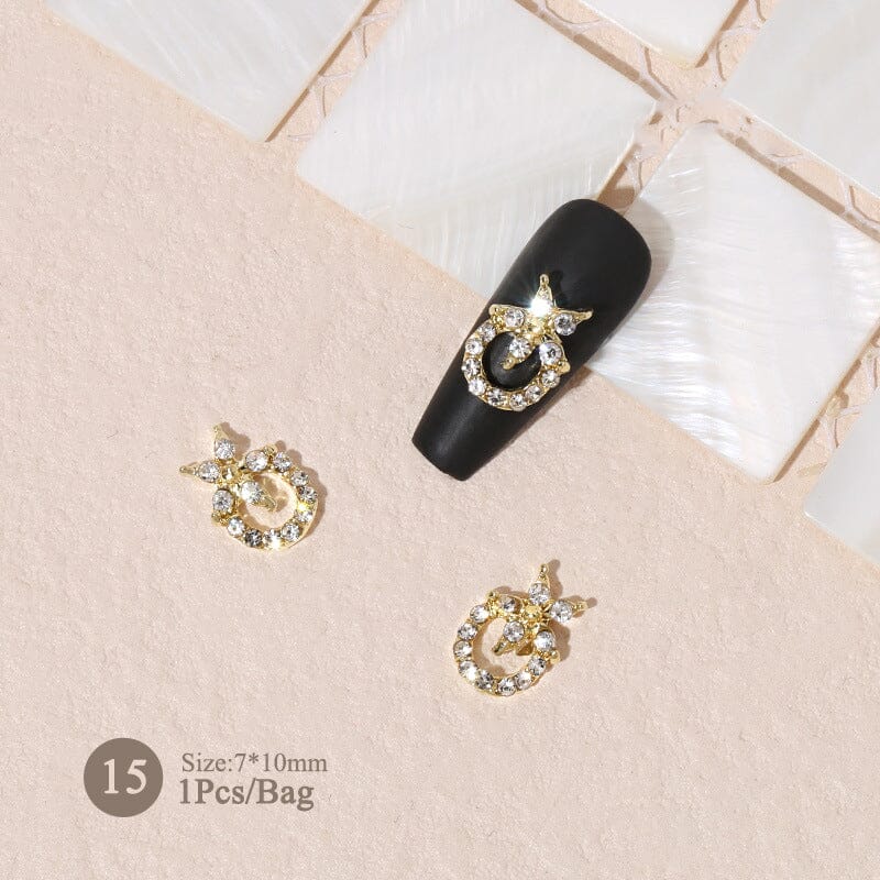 Silver Gold Bowknot Butterfly Rhinestones 3D Nail Decoration - Image 26