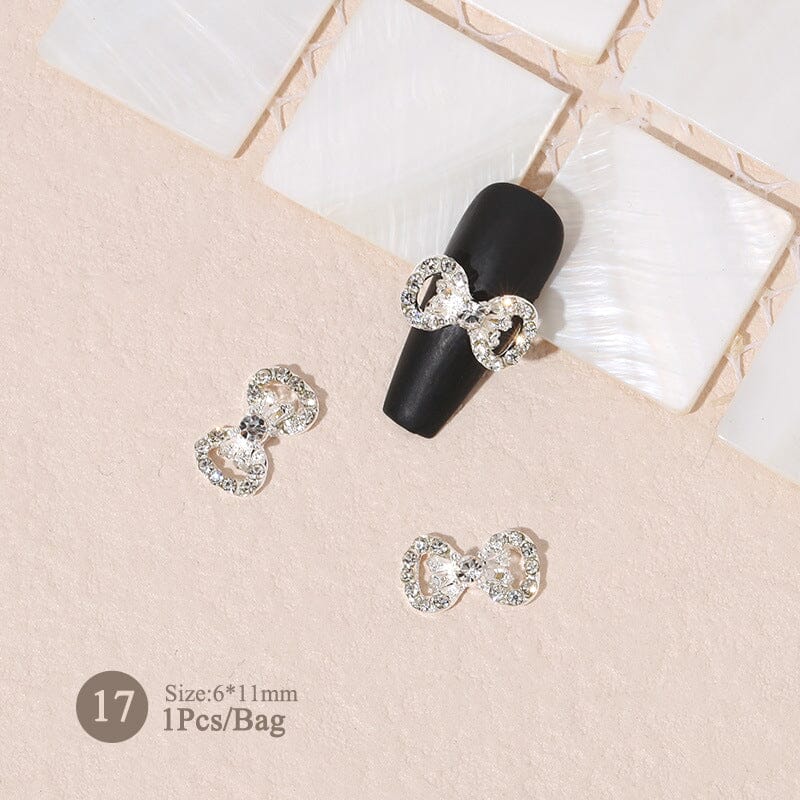 Silver Gold Bowknot Butterfly Rhinestones 3D Nail Decoration - Image 28