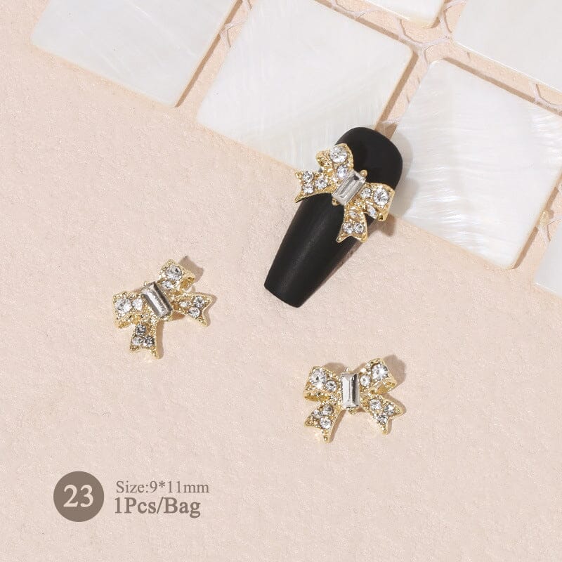 Silver Gold Bowknot Butterfly Rhinestones 3D Nail Decoration - Image 34