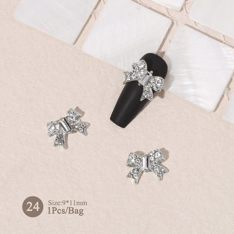 Silver Gold Bowknot Butterfly Rhinestones 3D Nail Decoration - Image 35