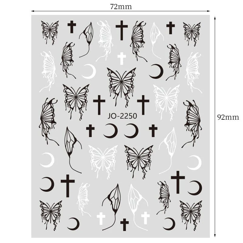 Silver Hollow Butterfly Moon Cross 3D Nail Sticker Silver JO-2250 #03 - Image 7