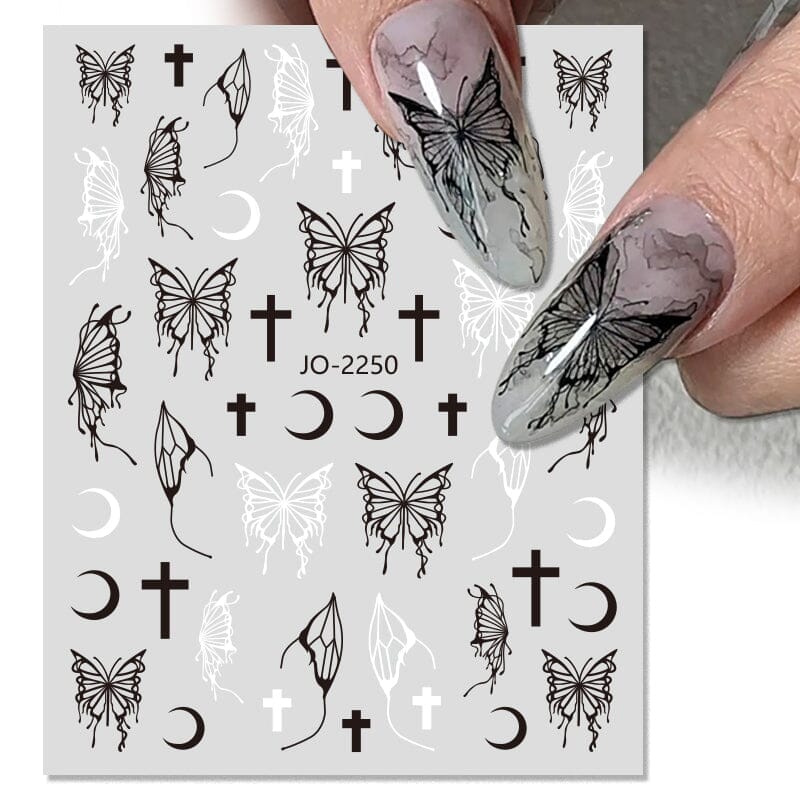 Silver Hollow Butterfly Moon Cross 3D Nail Sticker Silver JO-2250 #03 - Image 13