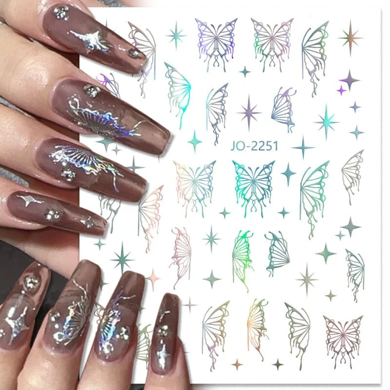 Silver Hollow Butterfly Moon Cross 3D Nail Sticker Silver JO-2250 #03 - Image 12