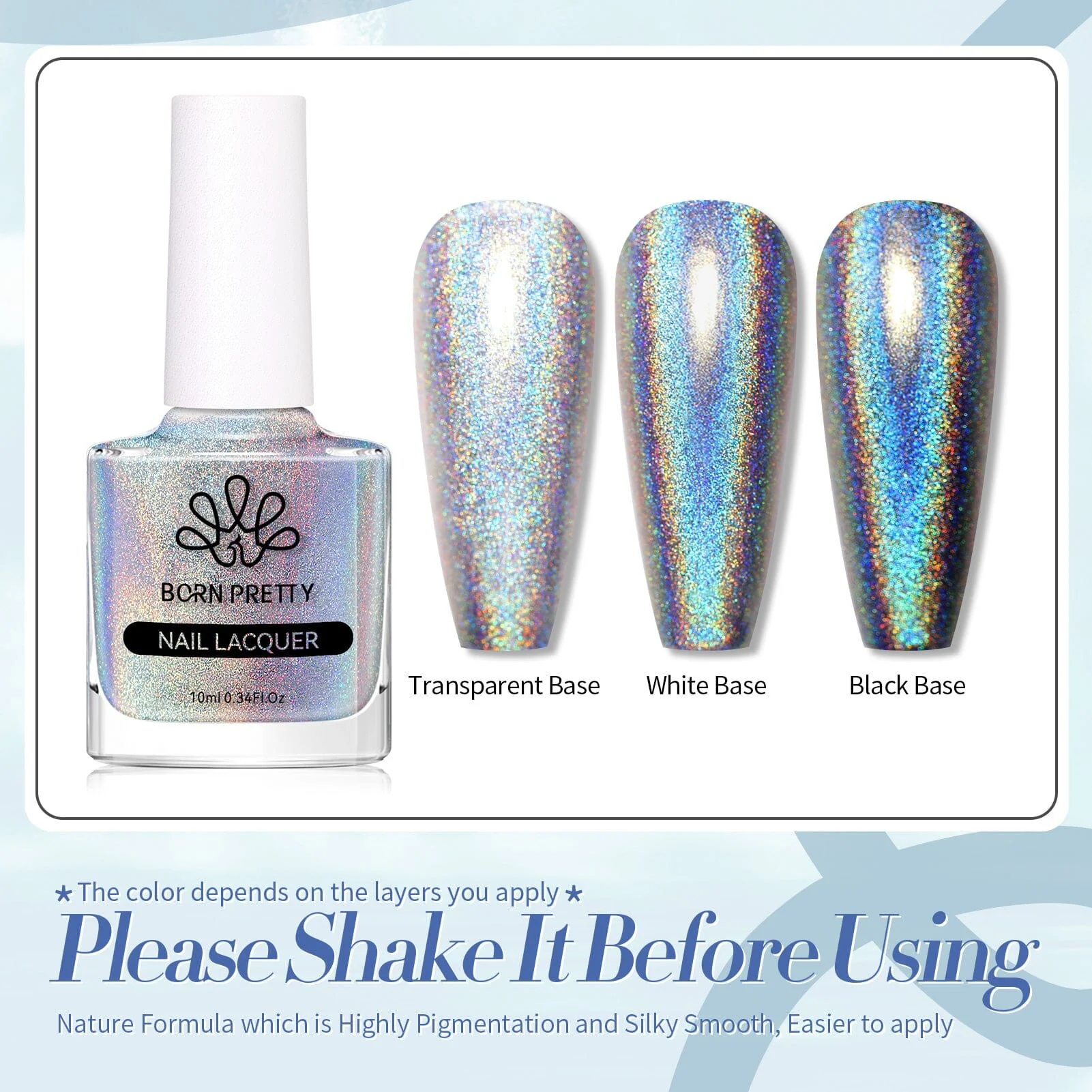 Silver Iridescent Nail Polish 10ml - Image 8