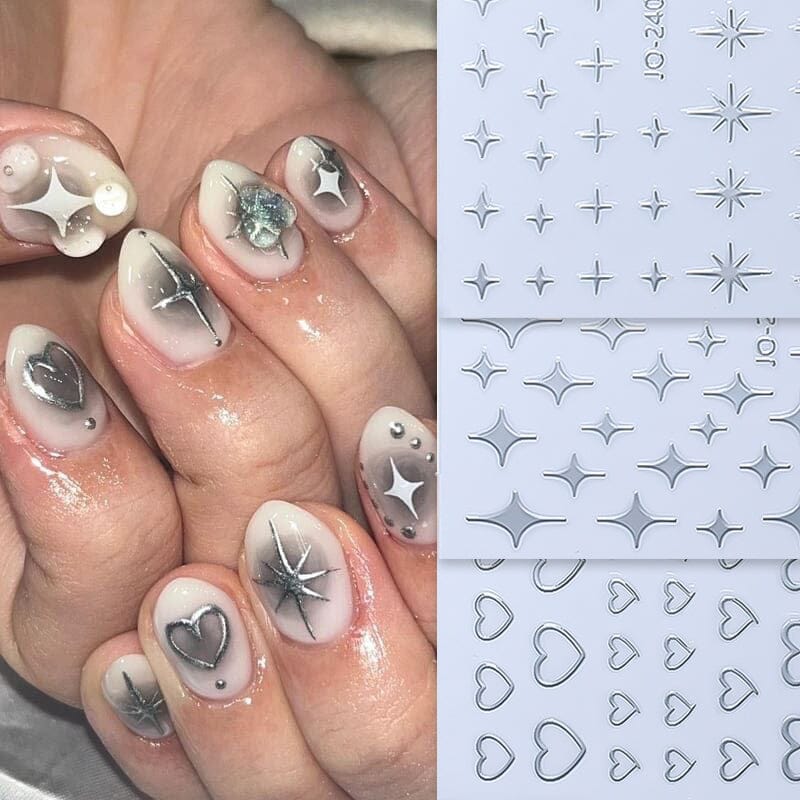 Star 3D Nail Sticker JO-2406 Silver - Image 10