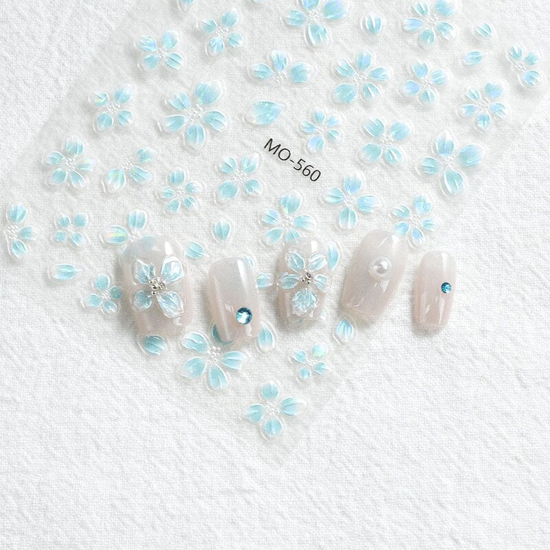Translucent Embossed Flowers 3D Nail Stickers - Image 15