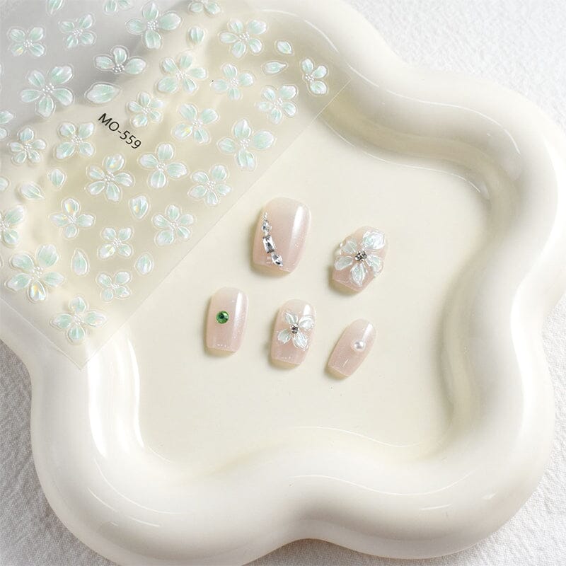 Translucent Embossed Flowers 3D Nail Stickers - Image 7