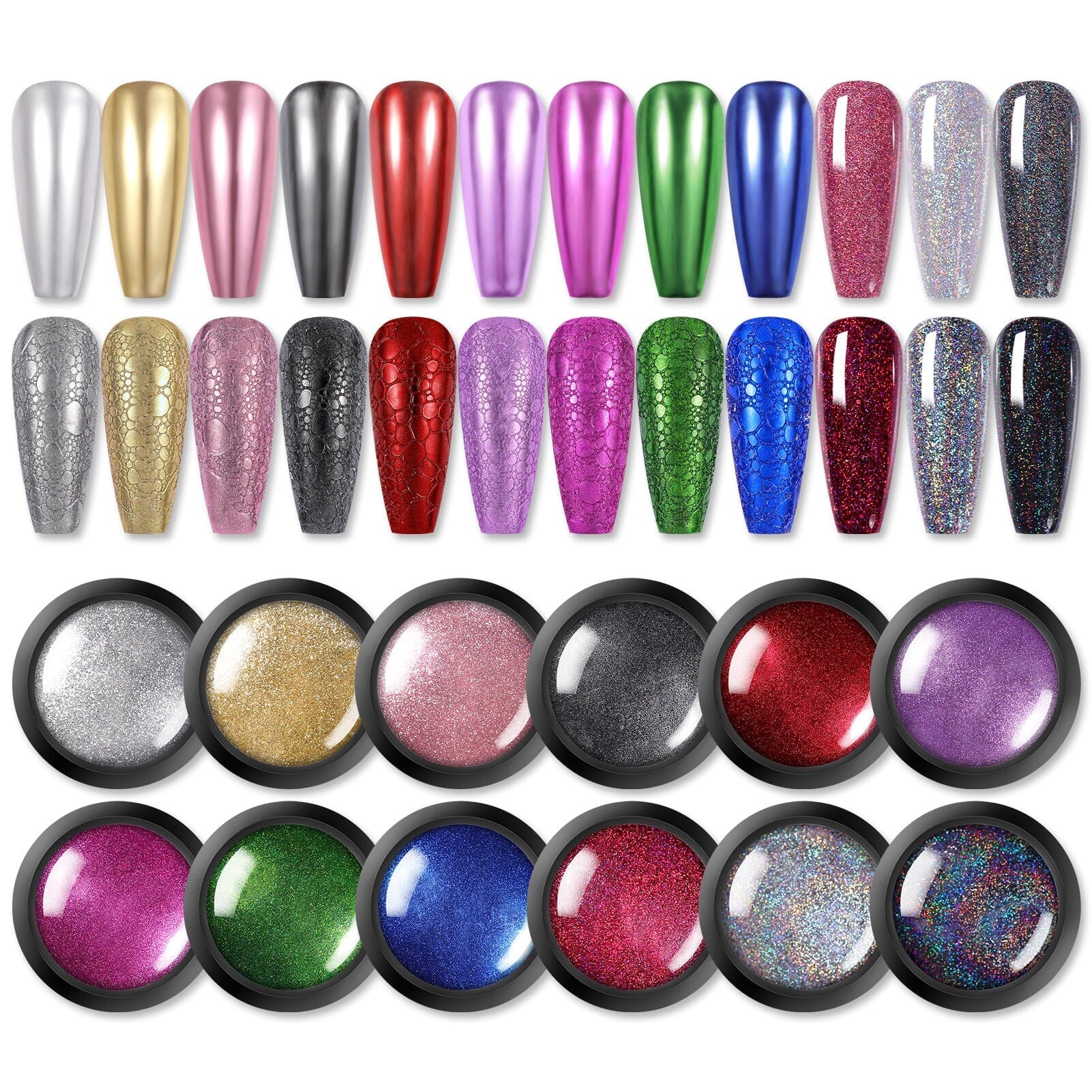 [US ONLY] 12 Colors Nail Chrome Powder Kit