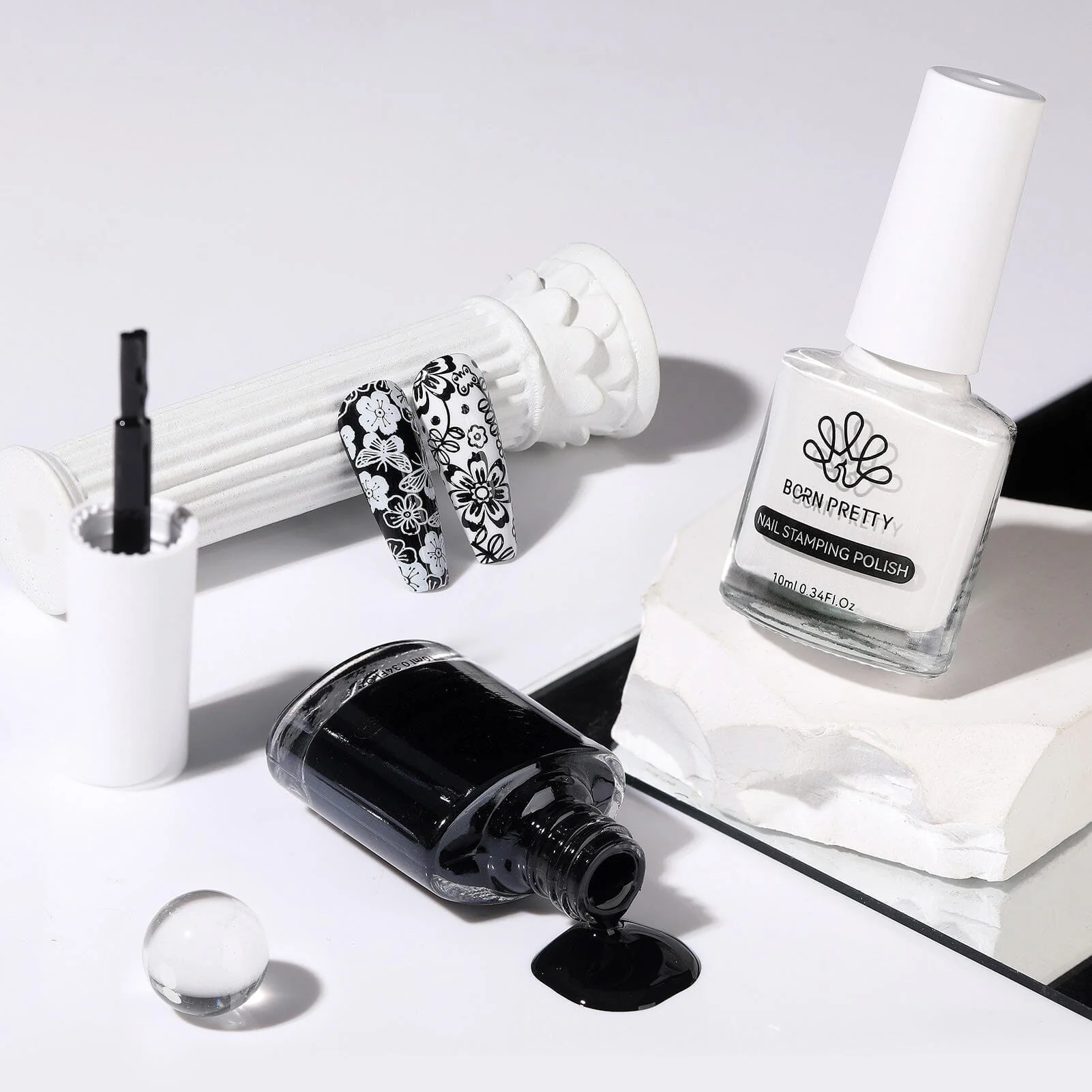 [US ONLY] 2 Bottles Black White Nail Stamping Polish 10ml - Image 5