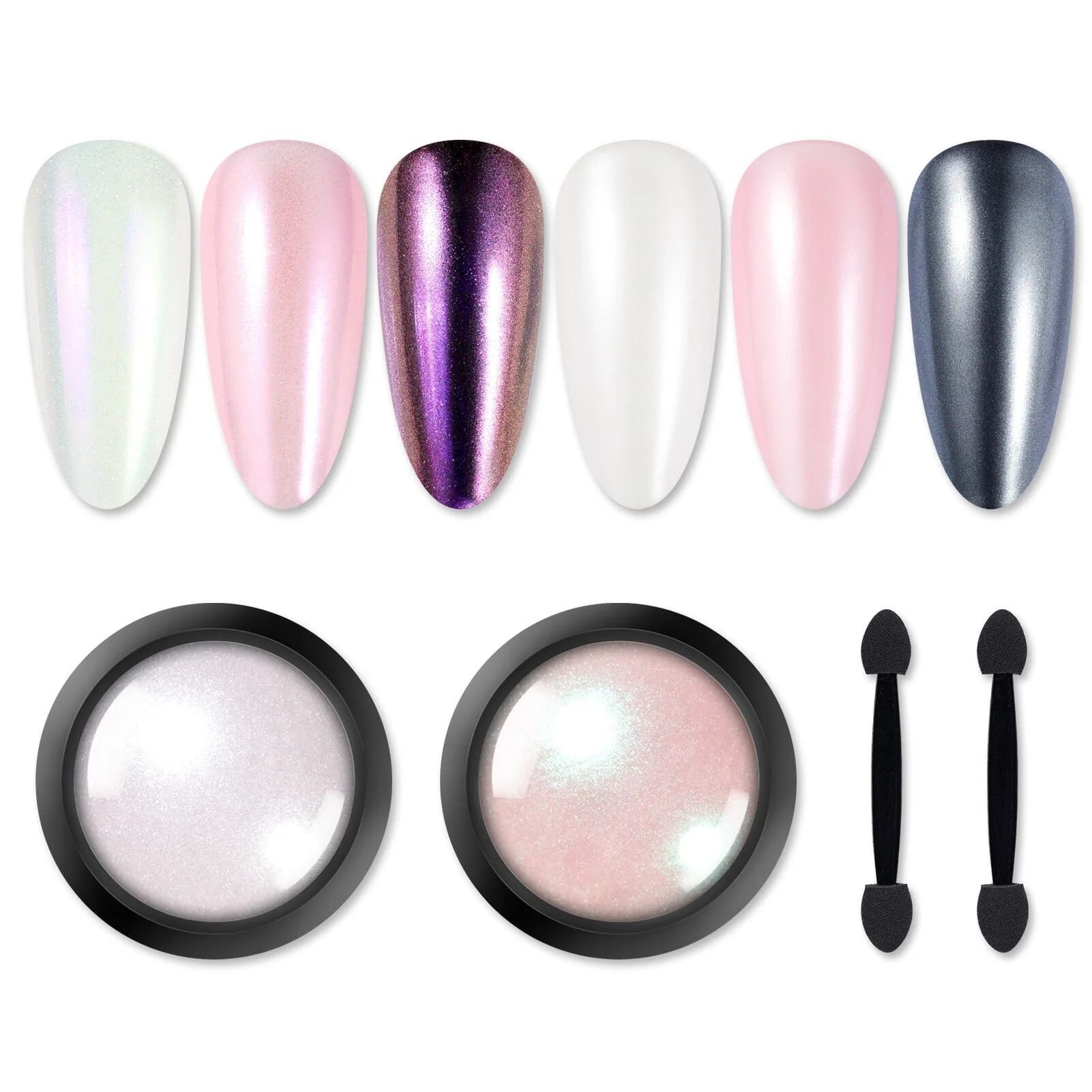 [US ONLY] 2 Boxes White Pink Pearl Nail Powder Set - Image 2