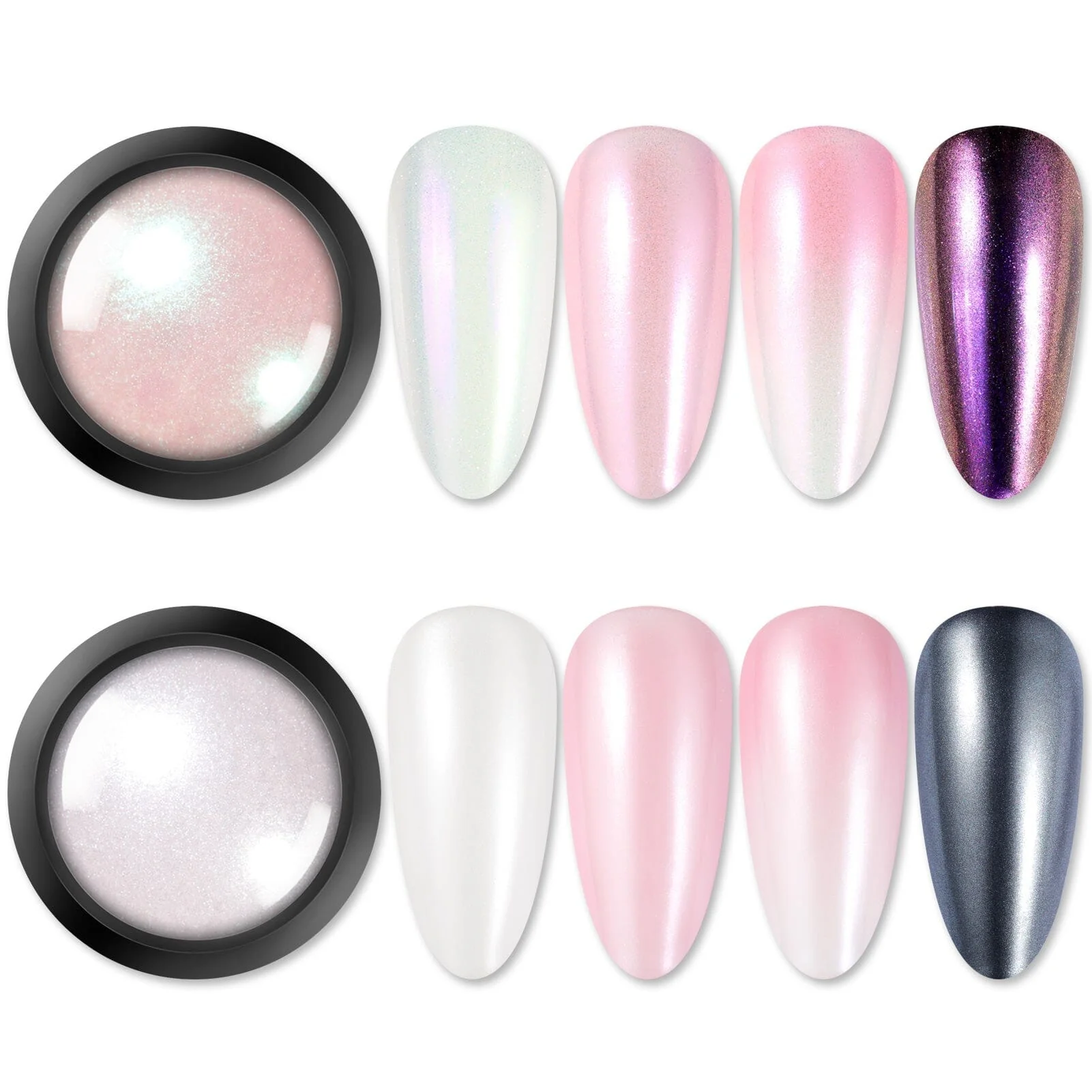 [US ONLY] 2 Boxes White Pink Pearl Nail Powder Set - Image 3