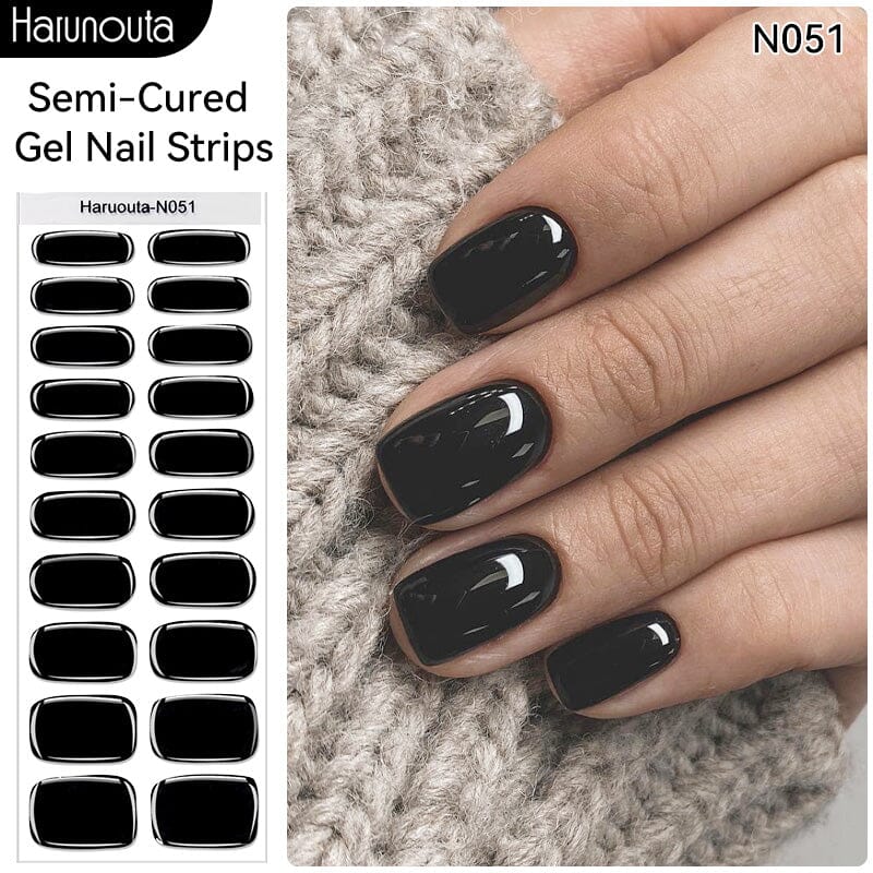 [US ONLY] 20 Tips Black Semi-Cured Gel Nail Strips N051 - Image 2