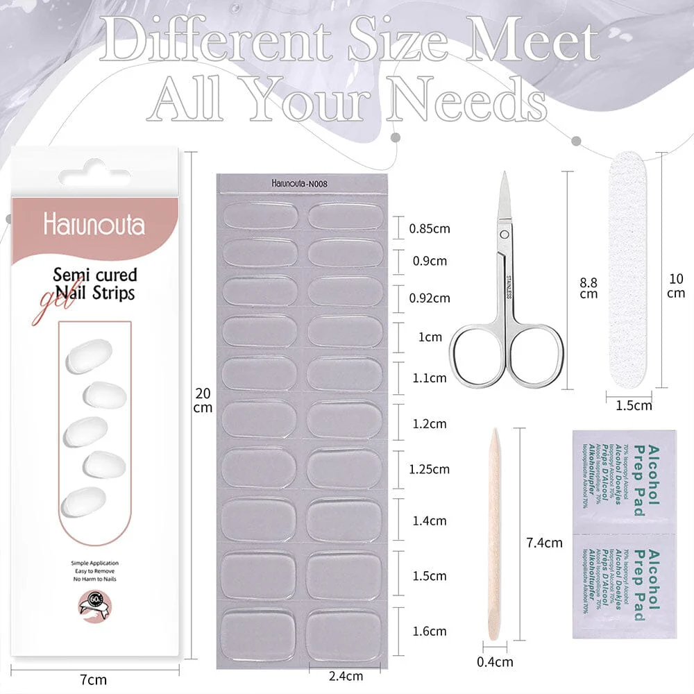 [US ONLY] 20 Tips Clear Semi-Cured Gel Nail Strips N08 - Image 4