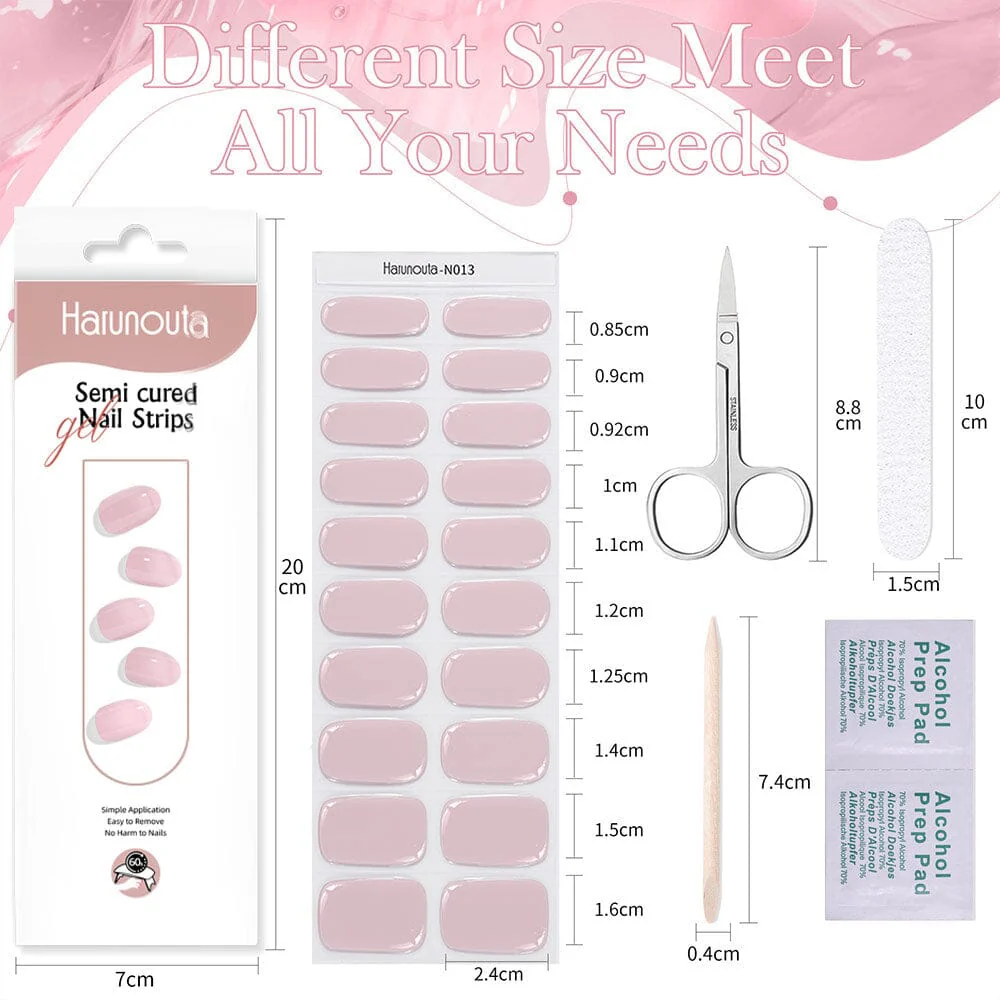 [US ONLY] 20 Tips Pink Semi-Cured Gel Nail Strips N013 - Image 4