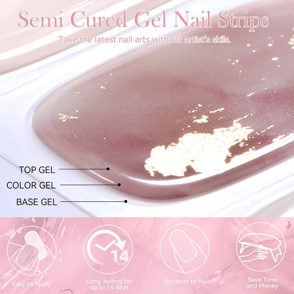 [US ONLY] 20 Tips Pink Semi-Cured Gel Nail Strips N013 - Image 5