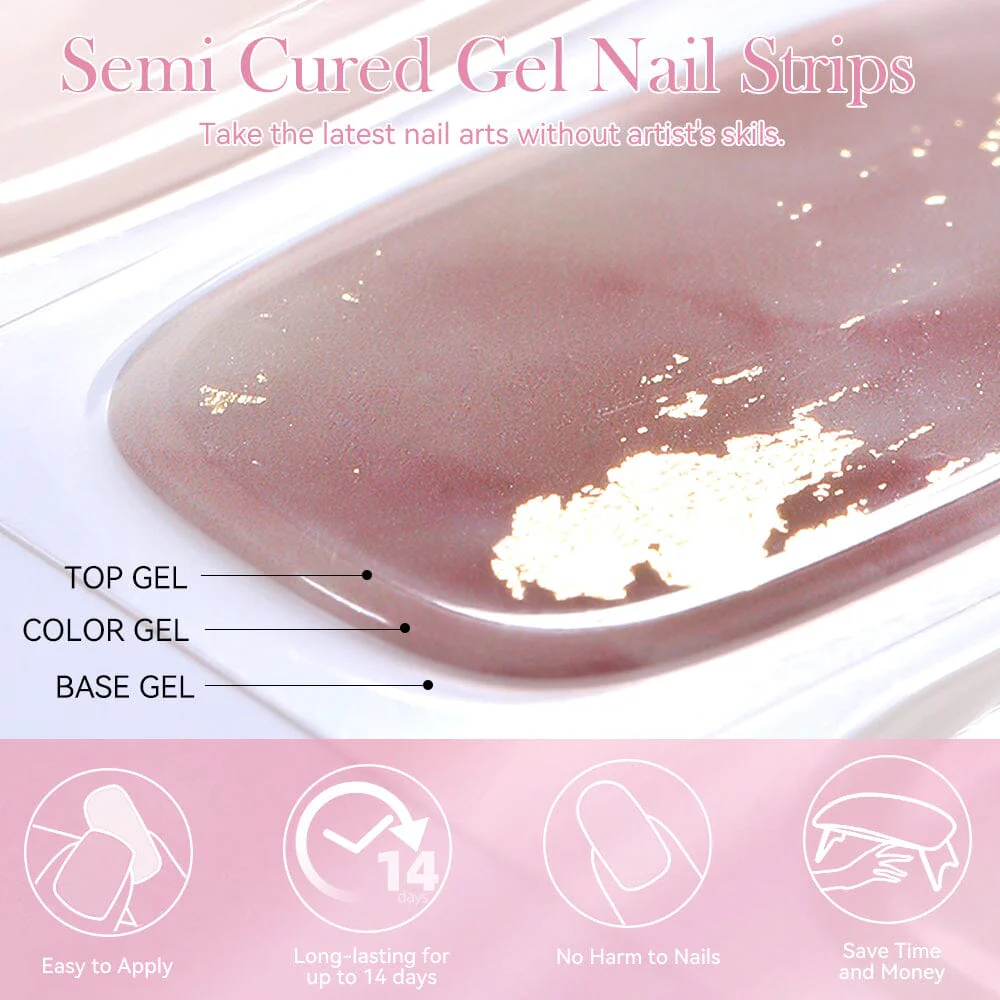 [US ONLY] 20 Tips Pink White Semi-Cured Gel Nail Strips N002 - Image 5