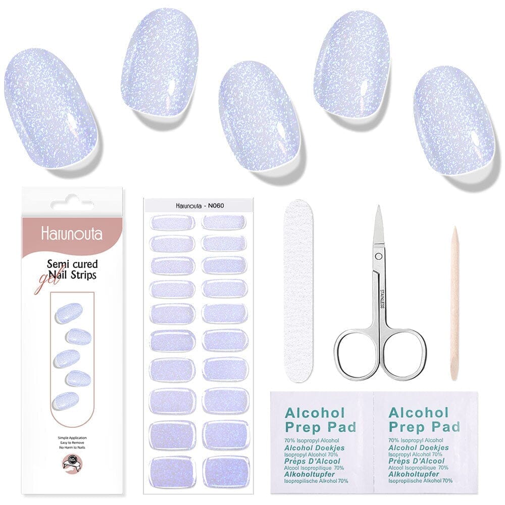 [US ONLY] 20 Tips Violet Shimmer Semi-Cured Gel Nail Strips N060