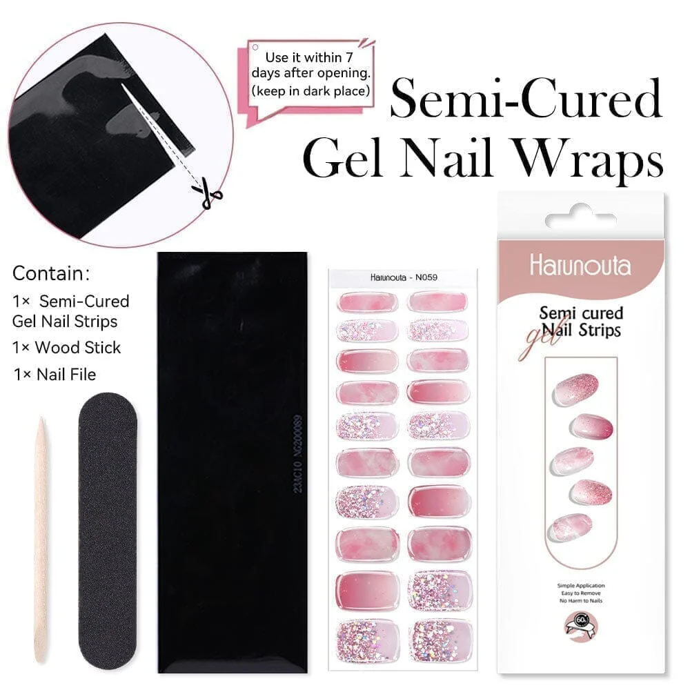[US ONLY] 20 Tips Orange French Semi-Cured Gel Nail Strips N046 - Image 6