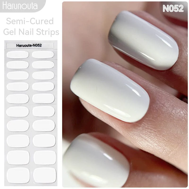 [US ONLY] 20 Tips White Semi-Cured Gel Nail Strips N052 - Image 2