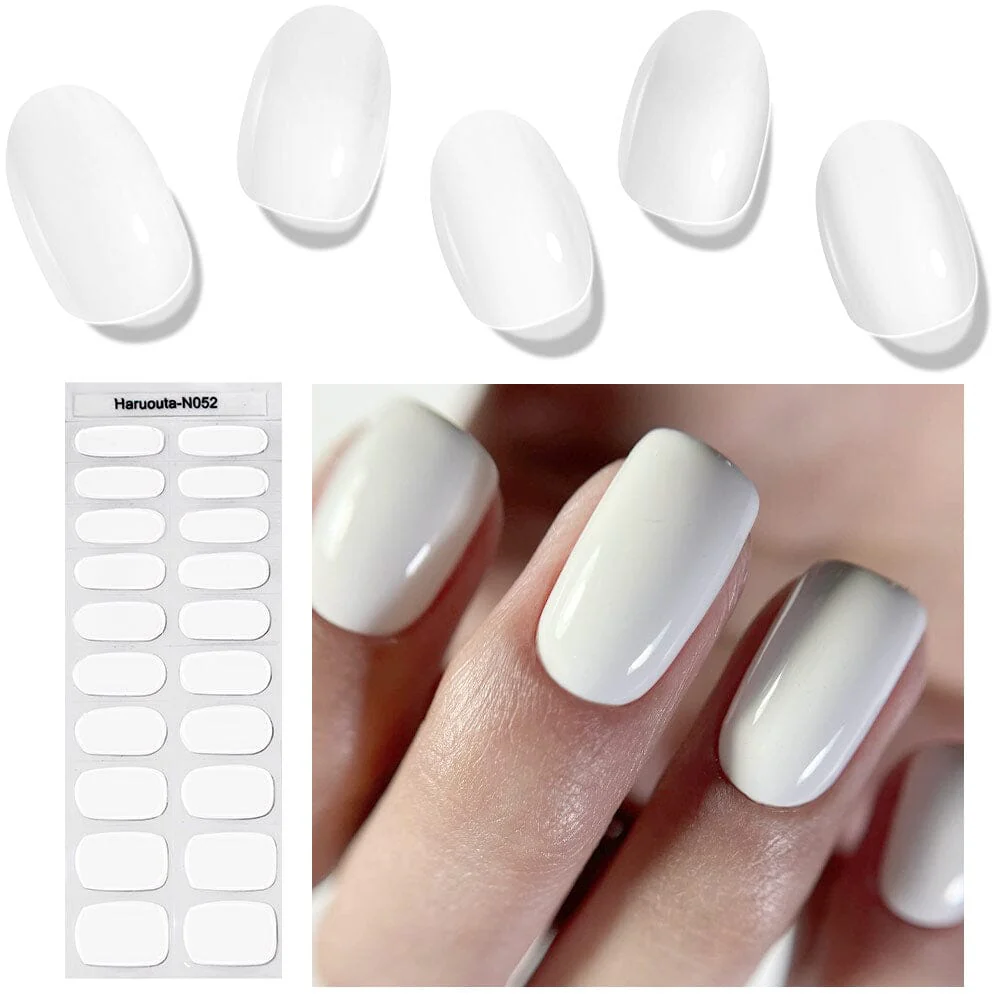 [US ONLY] 20 Tips White Semi-Cured Gel Nail Strips N052 - Image 3