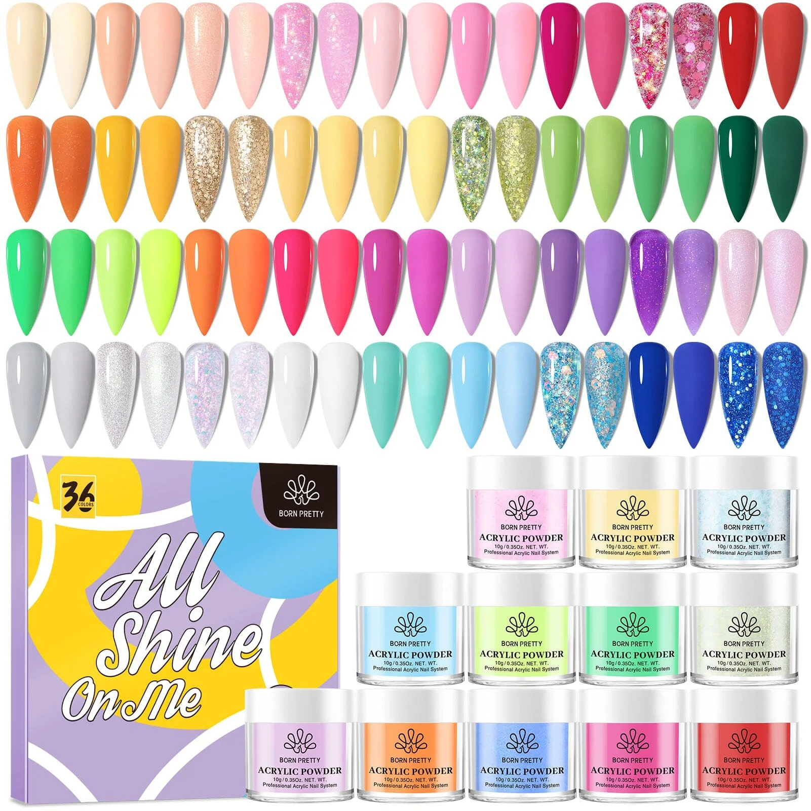 36 Colors Spring Summer Collection Acrylic Powder 10g