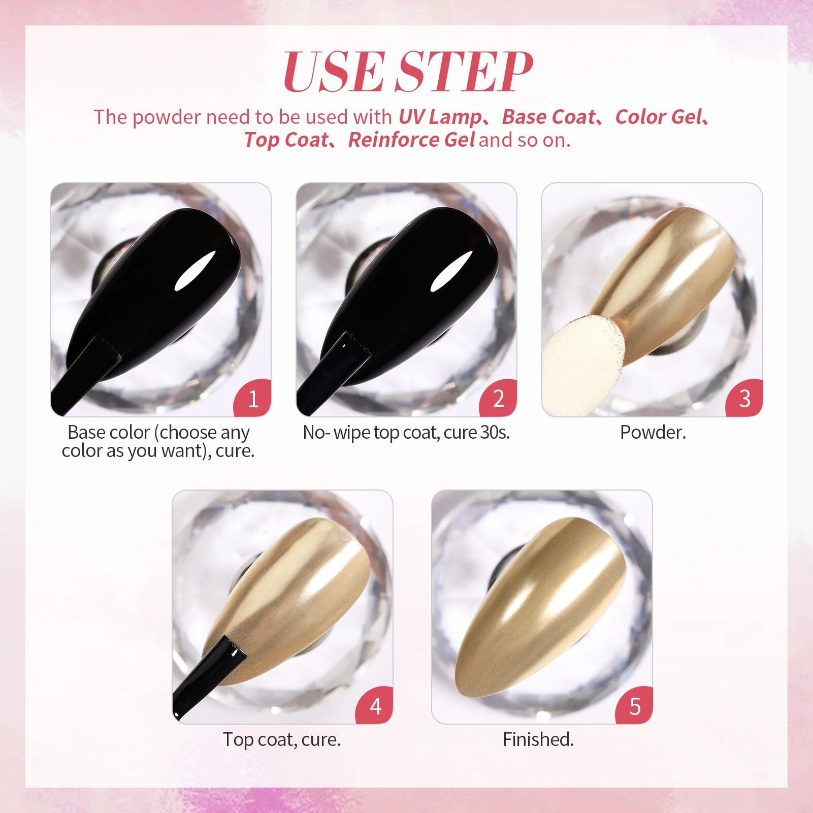 [US ONLY] 4 Boxes Metallic Chrome Nail Powder - Image 10