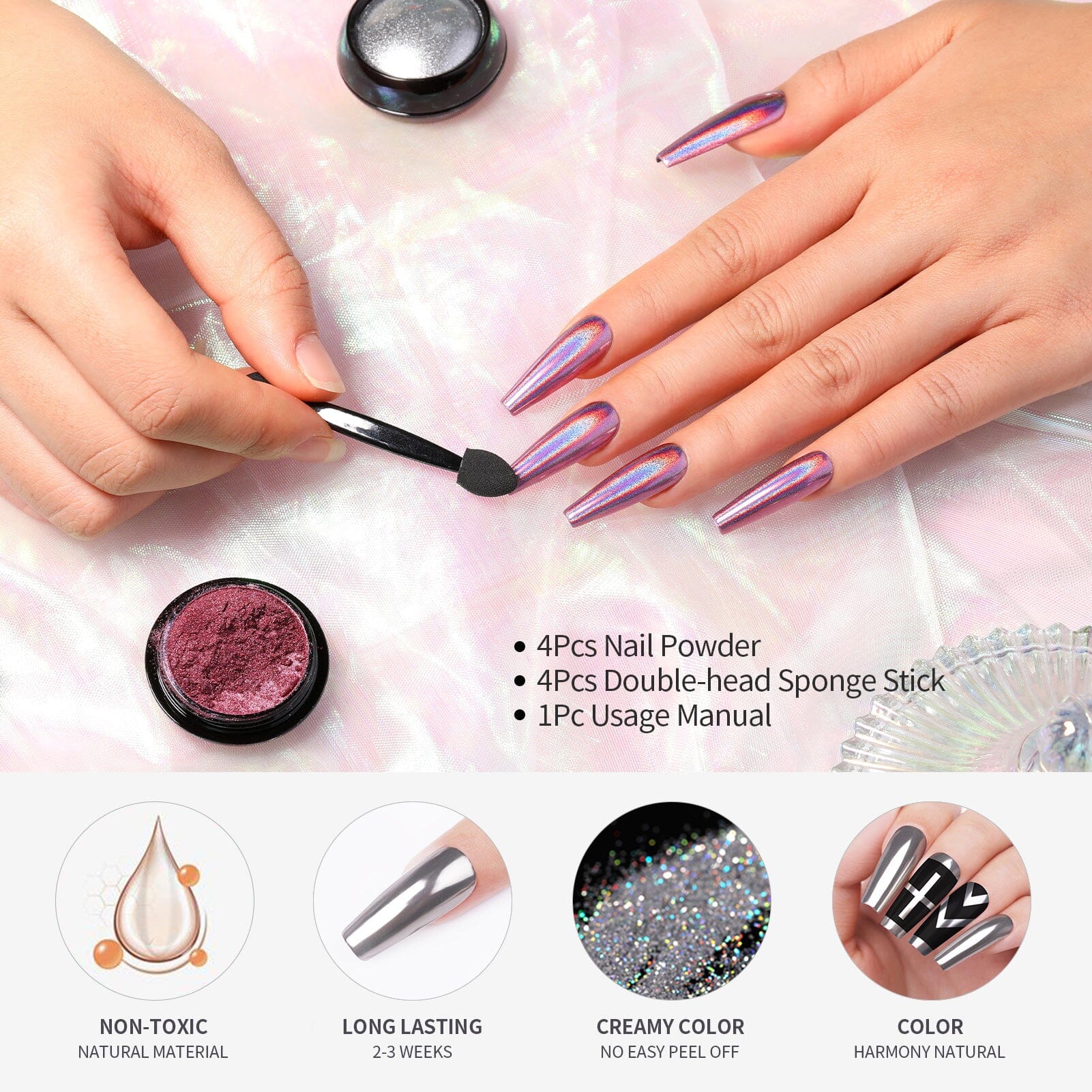 [US ONLY] 4 Boxes Metallic Chrome Nail Powder - Image 4