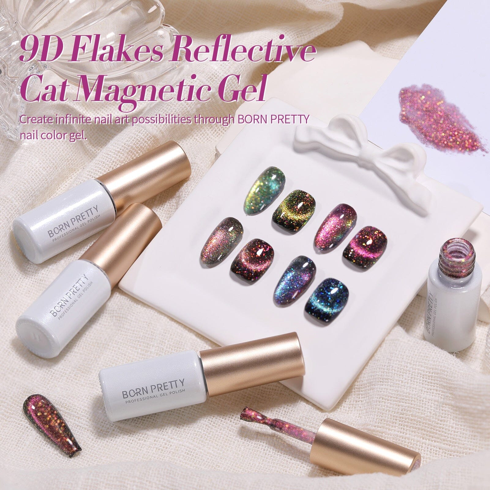 [US ONLY] 4 Colors 9D Flakies Reflective Cat Magnetic Gel 5ml - Image 12